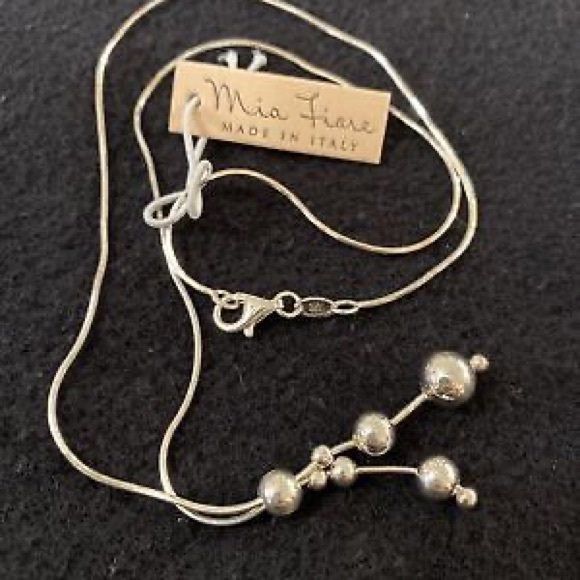 Mia fiare sterling silver necklace earrings set ball new - Picture 2 of 2